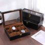 Луксозна черна дървена кутия за часовници, снимка 3