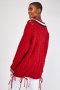 НАМАЛЕНИЕ НАЛИЧЕН Червен дълъг пуловер с връзки универсален размер от Англия, снимка 3