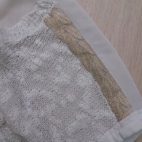 Бяла блуза с лице рехаво плетиво и гръб - шифон, снимка 3 - Тениски - 28509795