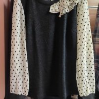 Lucy блуза с ефектен тюл обсипан точки, снимка 4 - Блузи с дълъг ръкав и пуловери - 43510819