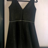 Къса елегантна черна рокля с блестящи частици, снимка 4 - Рокли - 33460652