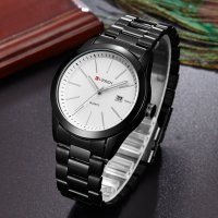Мъжки класически часовник с дата, бял и черен, снимка 2 - Мъжки - 22554020