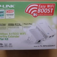 TP-Link TL-WPA4220 KIT,  Powerline интернет по домашната електрическа мрежа,адаптер в отлично състоя, снимка 1 - Мрежови адаптери - 38273319