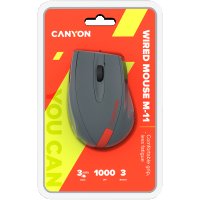 Мишка USB Оптична CANYON CNE-CMS11DG 1000DPI 3btns Сиво-червена Ергономичен дизайн, снимка 5 - Клавиатури и мишки - 36641394