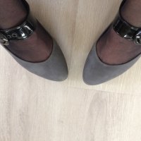Чисто нови сиви обувки с каишка №38., снимка 7 - Дамски обувки на ток - 34693786