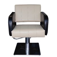 Нов фризьорски стол с ергономичен дизайн М403 - черен и крем бял, снимка 2 - Фризьорски столове - 39252228