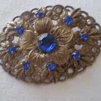 Стара Дамска Брошка със сини циркони, снимка 7 - Антикварни и старинни предмети - 37332070