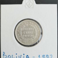 Сребърна монета Боливия 20 Сентавос 1882 г. /1, снимка 1 - Нумизматика и бонистика - 39159855