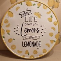 Голяма метална табела, 32см, " Ако животът ти поднесе лимони, направи си лимонада", снимка 1 - Декорация за дома - 40583075