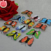 12 микс малки цветни едноцветни пеперуди pvc за украса декорация, снимка 1 - Други - 33551041