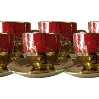 Луксозен комплект за кафе 6 бр. чаши + 6 бр. чинийки, снимка 3 - Чаши - 44869214