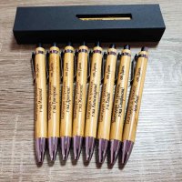 Гравирана химикалка от бамбук - надпис по избор (кутия по желание), снимка 4 - Ученически пособия, канцеларски материали - 36611167