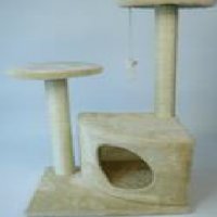 Драскало за котки тип катерушка с триъгълна къщичка и две стойки, снимка 1 - За котки - 27397581
