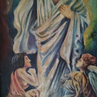 Стара маслена картина платно Икона ХРИСТОС- УНИКАТ -ГОЛЯМА, снимка 14 - Други ценни предмети - 34168994