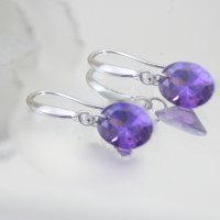 Сребърни обеци *Елипс* с  кристали Swarovski, снимка 11 - Обеци - 32628838