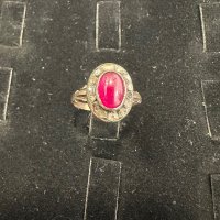 Стар златен пръстен с естествен рубин и диаманти, снимка 1 - Антикварни и старинни предмети - 43377091