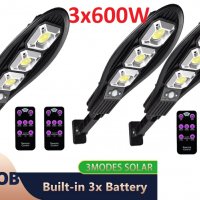 3броя 600W Соларна LED Лампа COBRA + стойка + дистанционно, снимка 3 - Соларни лампи - 31851517