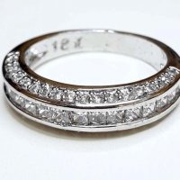 Златен пръстен Бяло Злато 18 карата със Бели камъни Сваровски, снимка 2 - Пръстени - 28958713