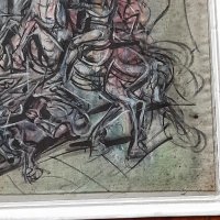Стара картина"Въстанието на Асен и Петър" 80 те години., снимка 4 - Антикварни и старинни предмети - 43435975
