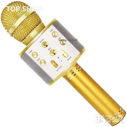 Блутут Караоке Микрофон с вграден говорител- златен, снимка 1