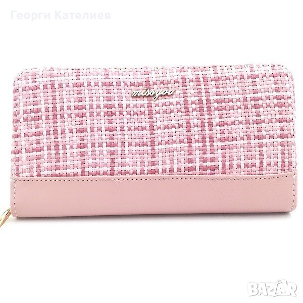 Дамско портмоне от еко кожа с цип розово, снимка 1