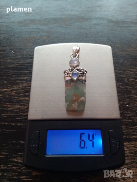 Сребърна висулка с естествени камъни, снимка 1