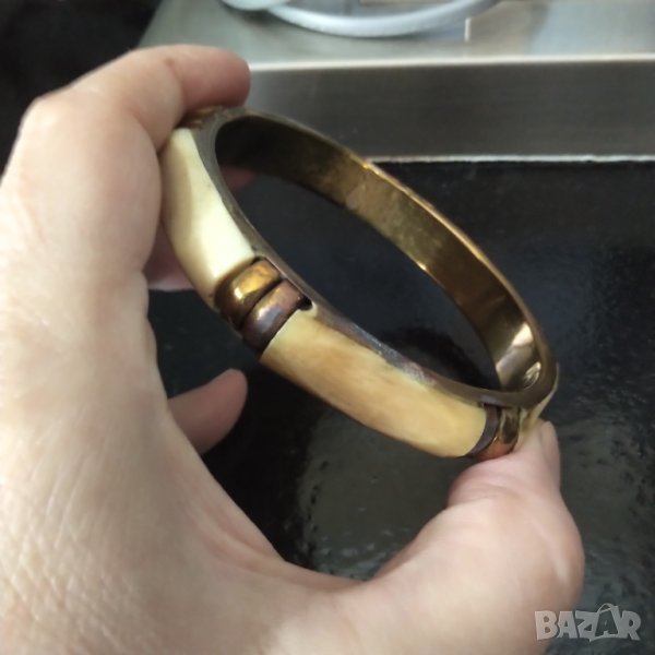 Стара гривна месинг и слонова кост НАМАЛЕНА , снимка 1