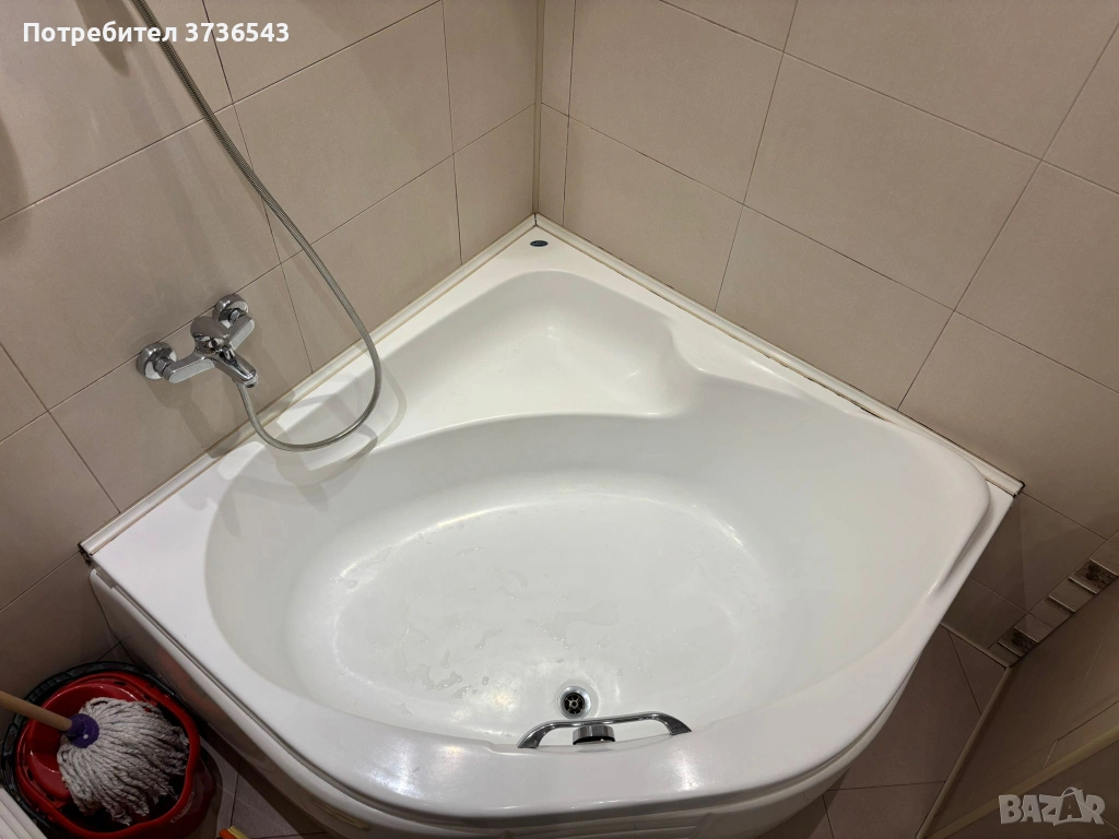 Ъглова вана ACRILAN 125×125 см с дръжка, снимка 1