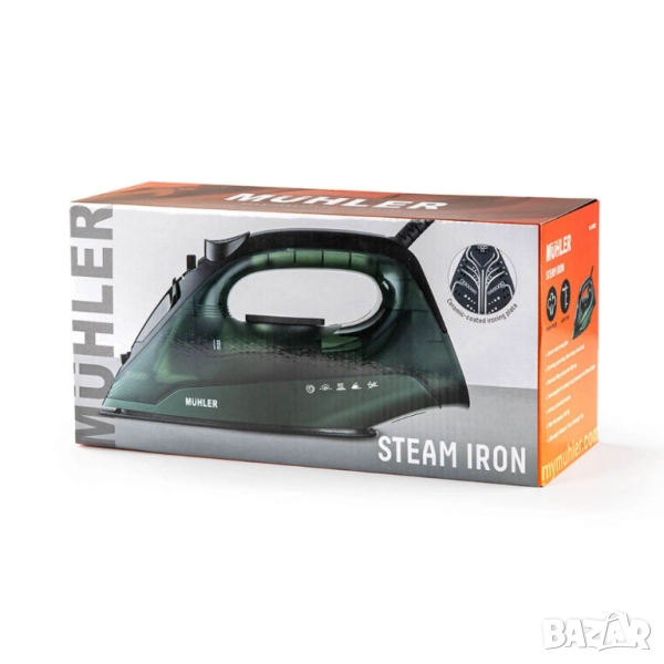 Парна ютия Muhler SI-2520C, 2400W, керамична плоча, паров удар, против прокапване и котлен камък, снимка 1