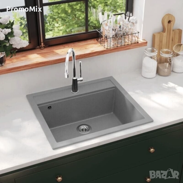 Кухненска мивка Einbauspule Granit Waltz 56Fe 65029 Гранитна кухненска мивка Композитна мивка с прел, снимка 1