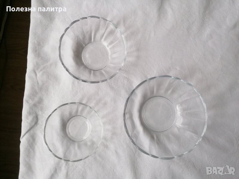 💕🧸Комплект прозрачни стъклени купички за сервиране на салата, бонбони, снимка 1