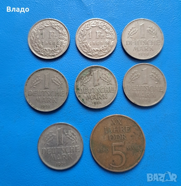 Лот германски марки и швейцарски франкове, снимка 1