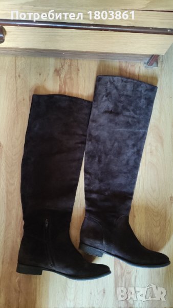 Vero cuoio италиански високи ботуши естествен велур и кожа н.39 и 1/2, снимка 1