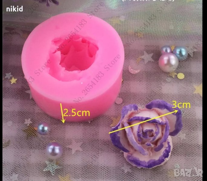 3D малка отворена Роза силиконов молд форма фондан торта шоколад гипс, снимка 1