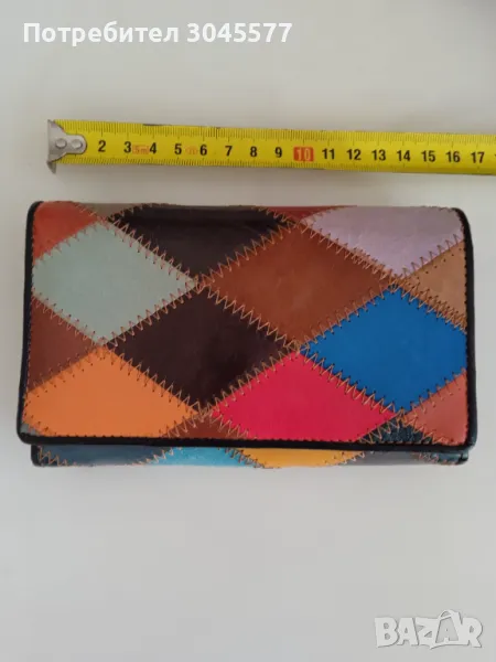 Портмоне АРТ естествена кожа 15,3 см*9,5 см, снимка 1