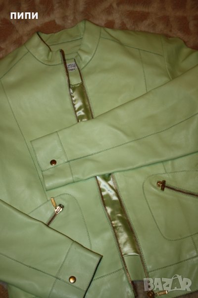 MARIE PHILIPPE естествена кожа, дамско яке, млечнозелен цвят, снимка 1