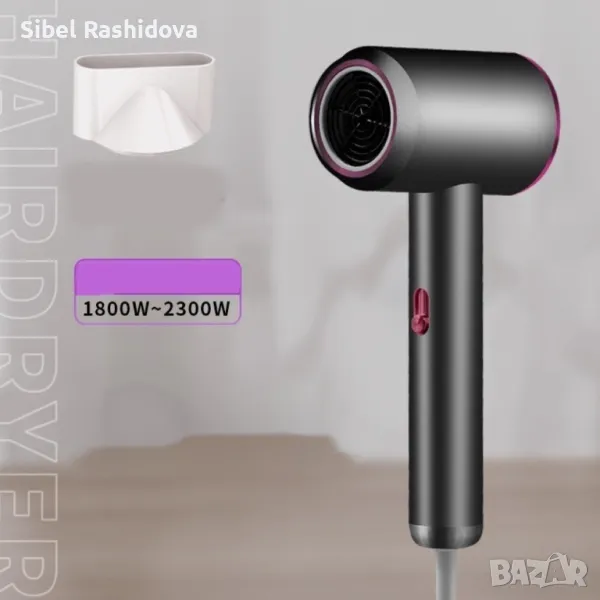  червен сешоар с отрицателни йони и приставка, 900W - 23 х 12 х 7,5 см;, снимка 1