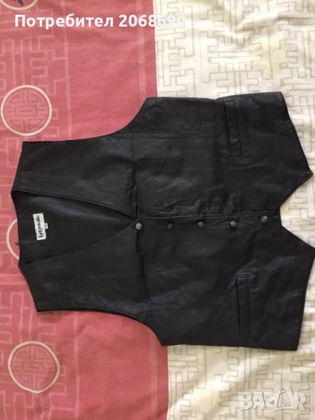 Мъжки черен елек от естествена кожа, снимка 1