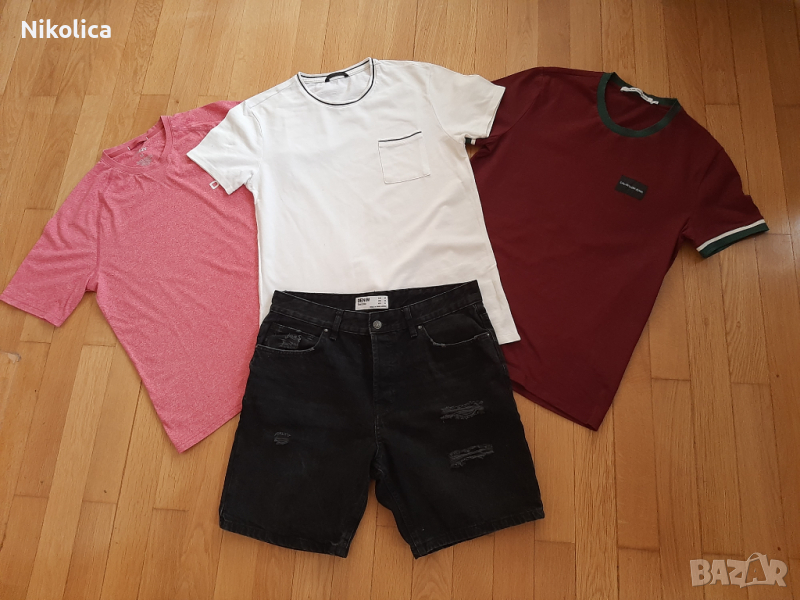 Мъжки къси и дълги дънки Bershka, блузи Calvin Klein, DKNY, Wikiki, размер М. НОВИ или много запазен, снимка 1