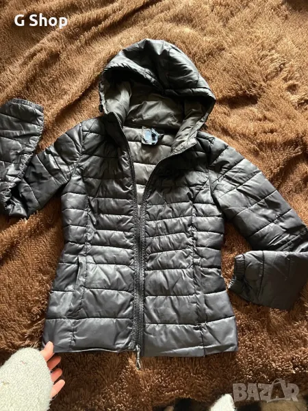 Зимно дамско черно яке с качулка шушляк два вида, снимка 1