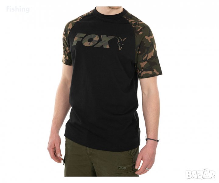 Тениска Fox Raglan T-Shirt Black & Camo, снимка 1