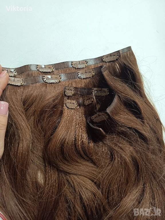 Европейска естествена коса 250гр.55см.с клипси, снимка 1