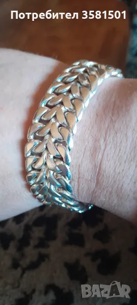 Сребърна Гривна Плетка Двоен Панцер-125грама.🇧🇬, снимка 1