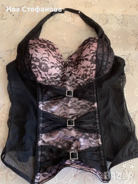 Нов секси корсет бюстие тюл дантела еластично с банели , снимка 1
