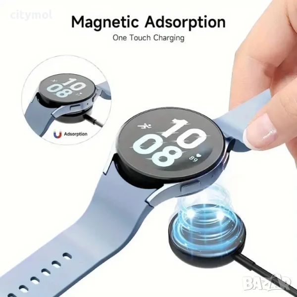 Type C Бързо безжично зарядно устройство за Samsung Galaxy Watch 7/6/5/4/3/2/Active, снимка 1