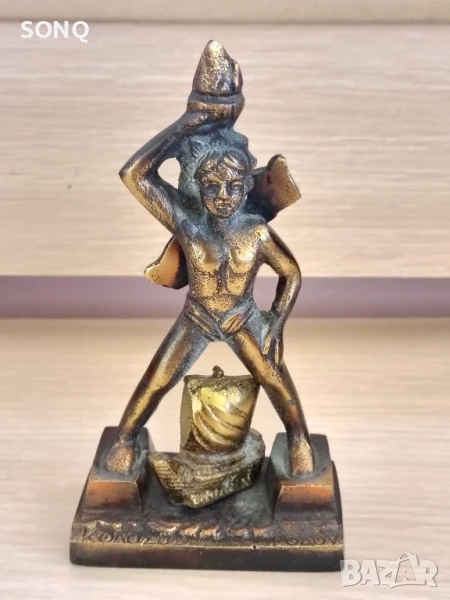 Страхотна Стара Бронзова Статуетка Родоския Колос, снимка 1