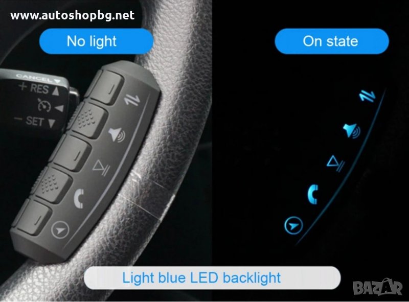 Универсално дистанционно управление за волана на автомобила - DVD LED контролни бутони, снимка 1