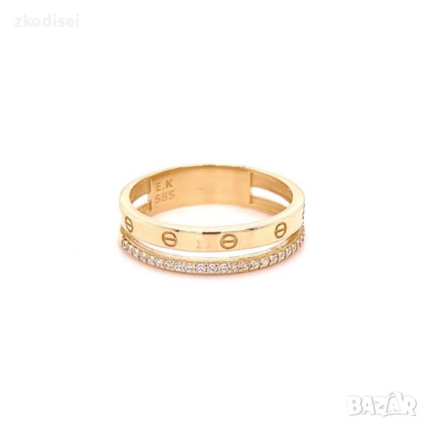 Златен дамски пръстен 2,44гр. размер:59 14кр. проба:585 модел:21888-2, снимка 1