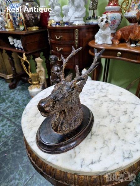 Уникална антикварна френска метална фигура статуетка , снимка 1