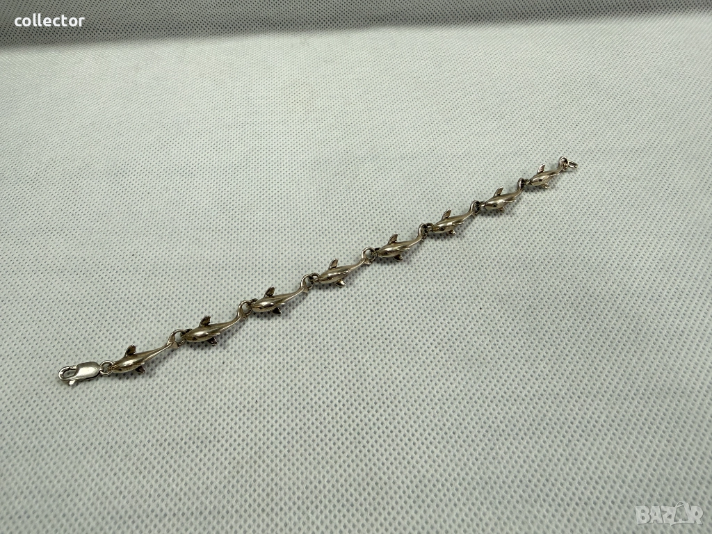 Дизайнерска сребърна гривна с делфини. №7764, снимка 1